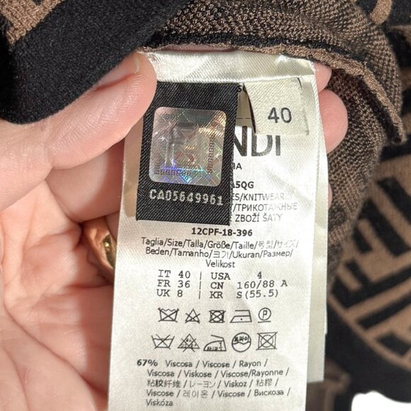 Fendi Brown Zucca FF Pattern Sleeveless Dress - Picture 7 of 7